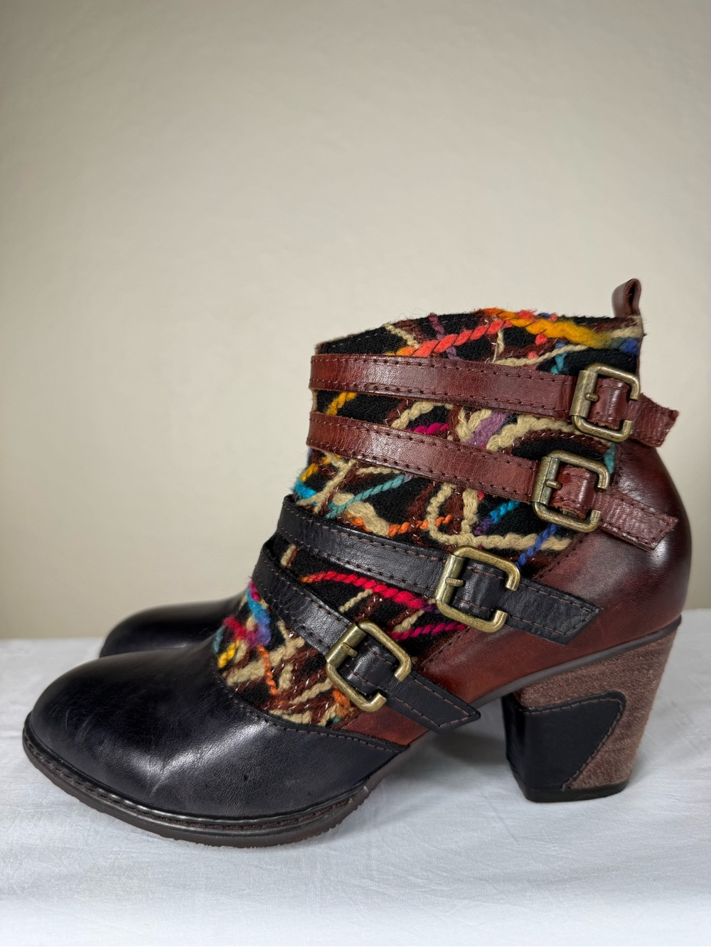 L'Artiste Spring Step Redding Colorful Embroidered Heeled Ankle Boots Booties 37 - Picture 4 of 16